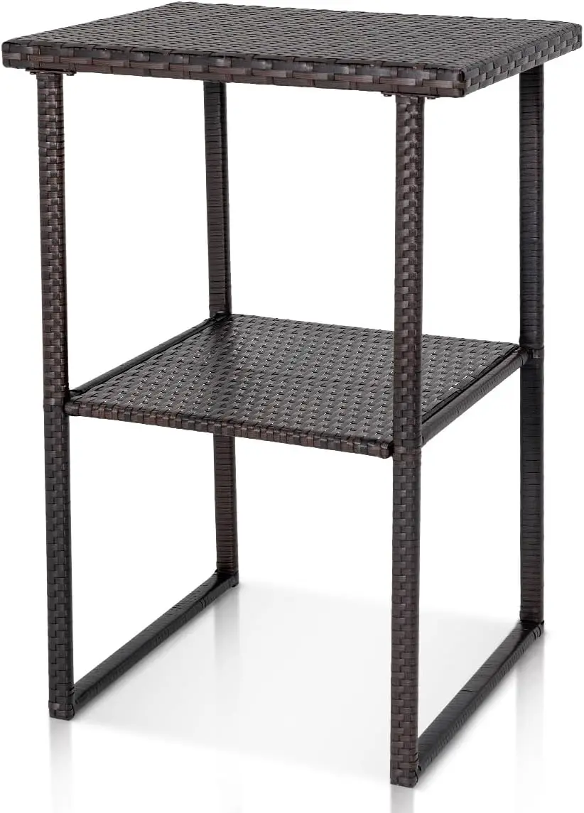 

Sundale Outdoor Wicker Bar Table, 36 Inch Counter Height Patio High Top Dining Table, Rattan Bistro Pub Table With Storage