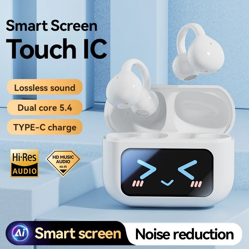 

AI Translation Earphones Ear Clip Earbuds OWS Bluetooth Smart LCD Screen Touch Headphones Gaming Wireless Sport Headset 3521