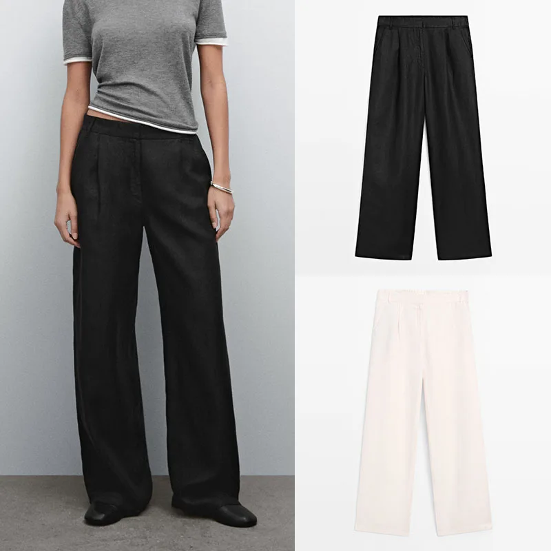 

Весенняя новинка: женские легкие брюки свободного кроя с широкими штанинами, прямые длинные брюки в уличном стиле, повседневные.