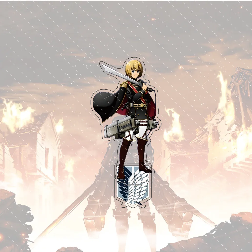 أنيمي هجوم على تيتان 15 سنتيمتر الاكريليك الدائمة إرين ميكاسا ليفي إروين أرمين عمل أرقام نموذج سطح المكتب الديكور حامل هدية #4