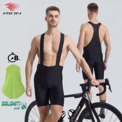 RION Men Cycling Bib Shorts Road Bike MTB Bibs Padded Bicycle Tights Seamless Riding Clothes Long Distance Dolomiti 8 Hours