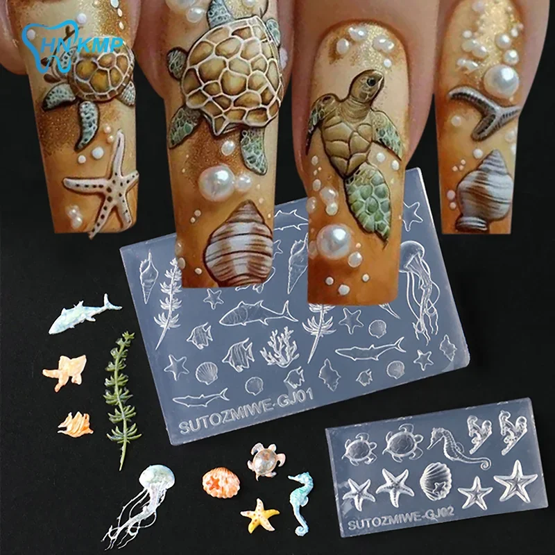 3D Silicone Carved Shell Conch Nail Art Mold Ocean Style Soft Silicone Nail Design Template DIY Nail Accessories For Salon