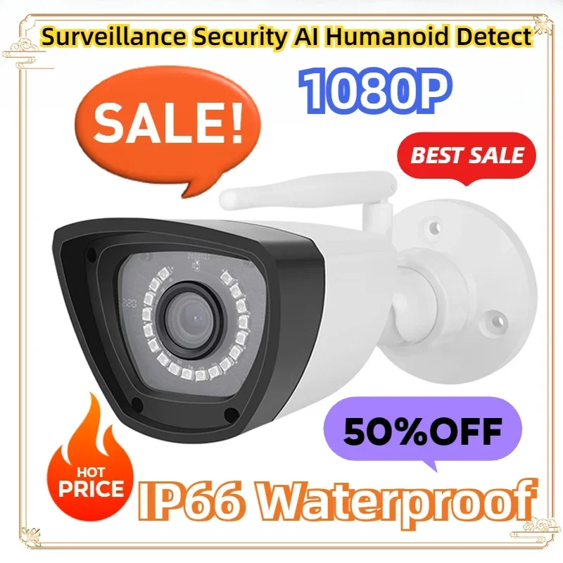 

IP66 Waterproof IR Night Audio HD CCTV Bullet Camera Wifi Outdoor 1080P IP Surveillance Security AI Humanoid Detect