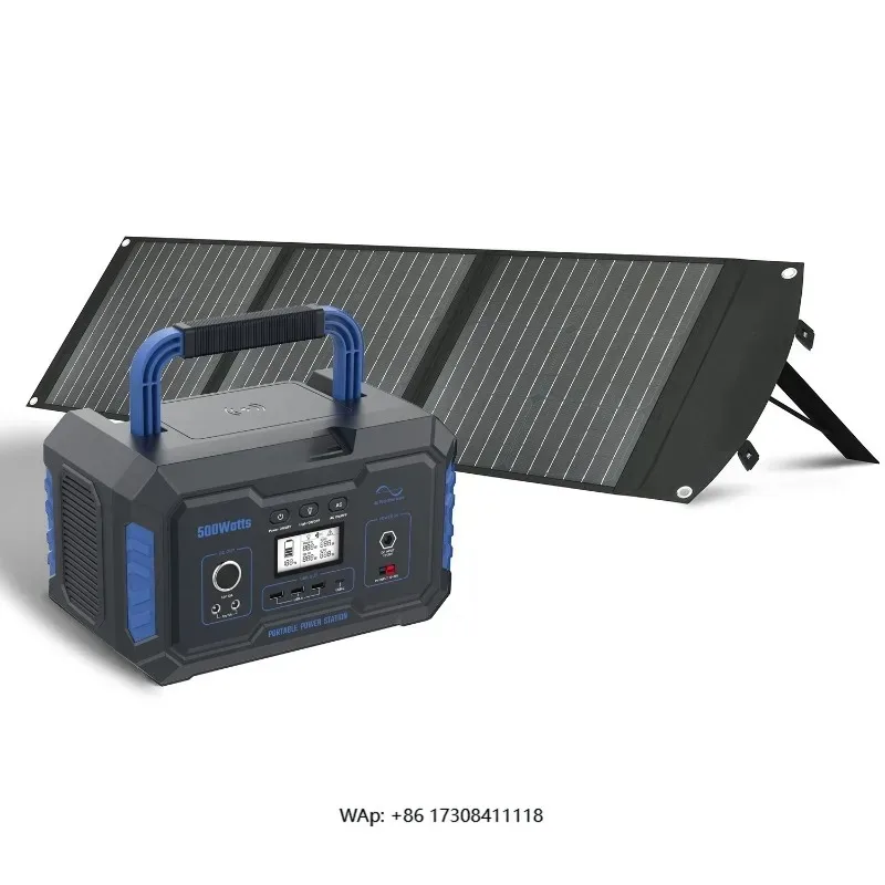 Solar Portable Power Station with Panel 500 Watt Lithium Ion Energy System Rechargeable Solar Generator