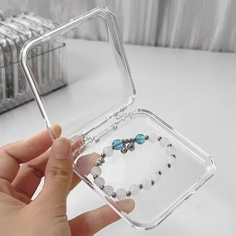 Transparent Acrylic Storage Box Portable Square Press-on Organizer Boxes DIY Jewelry Earrings Packaging Display Container Case