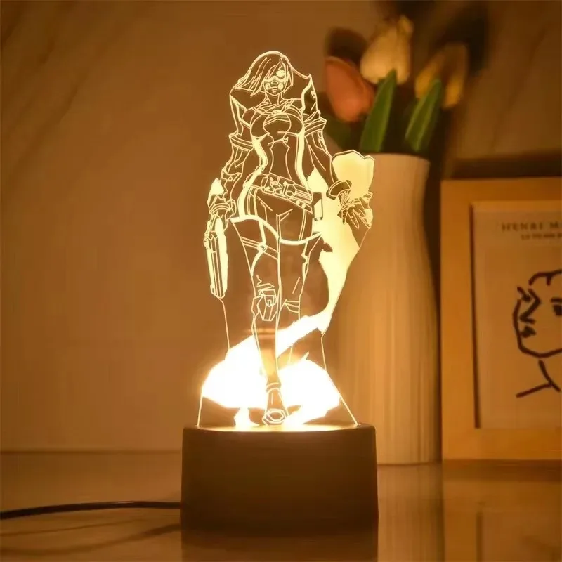 Valorant 3D Night Light Viper Raze Reyna Figure LED Stereo Desk Lamp Desktop Ornament Creative Toy for Gift Night Lamp