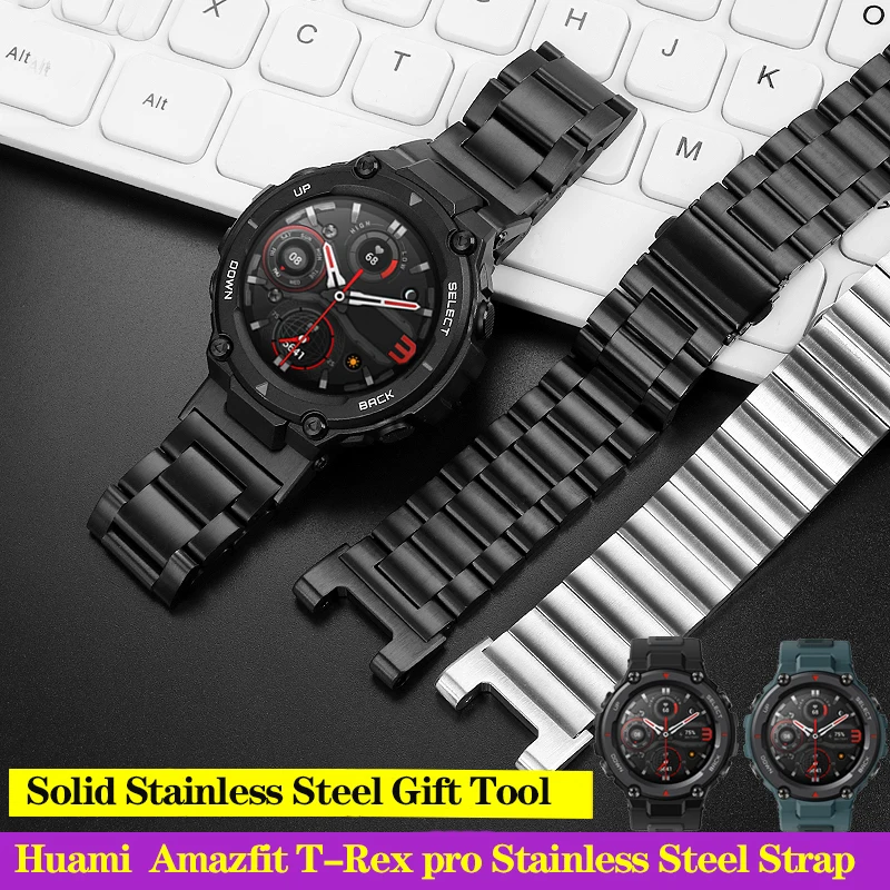 

Solid Stainless Steel Metal Watchband For Huami Tyrannosaurus Amazfit T-Rex PRO Smart Watch Outdoor Sportst Bracelet Strap