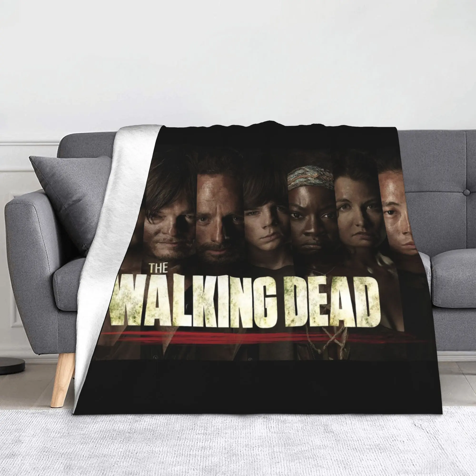 Manta de película de terror The Walking Dead, manta polar de Rick Grimes Daryl Dixon Carl, manta cálida de cómic para ropa de cama, sofá, alfombra