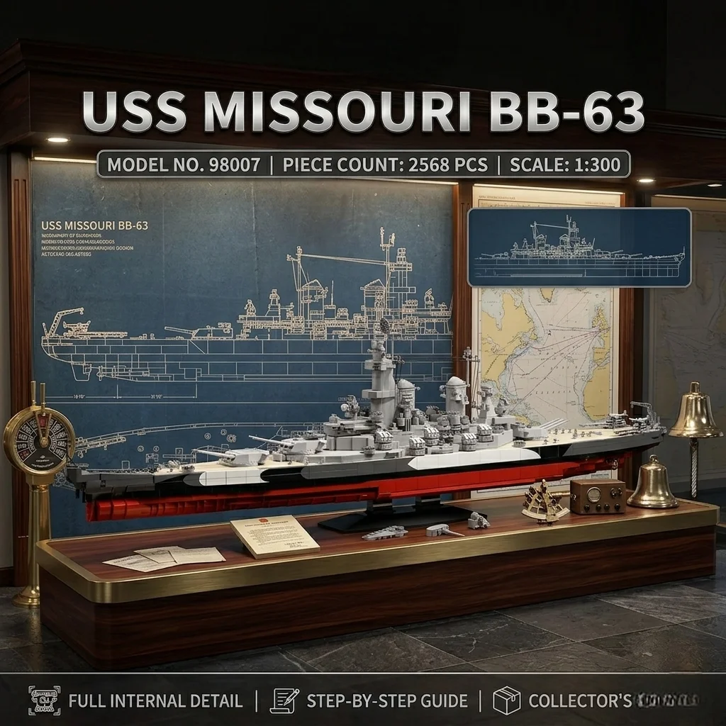 

Конструктор DIY Military USS Missouri Battleship MOC, 2568 деталей, модель военного корабля, игрушка для мальчиков и мужчин, подарок