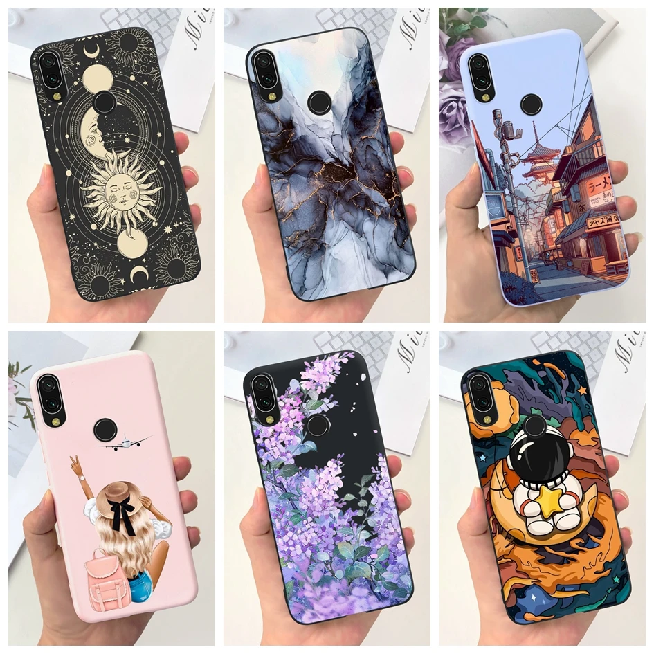 For Xiaomi Redmi 7 7A Case Luxury Marble Landscape Bumper Soft Silicone Back Cover For Xiaomi Redmi Note 7 Pro Note7 Phone Cases