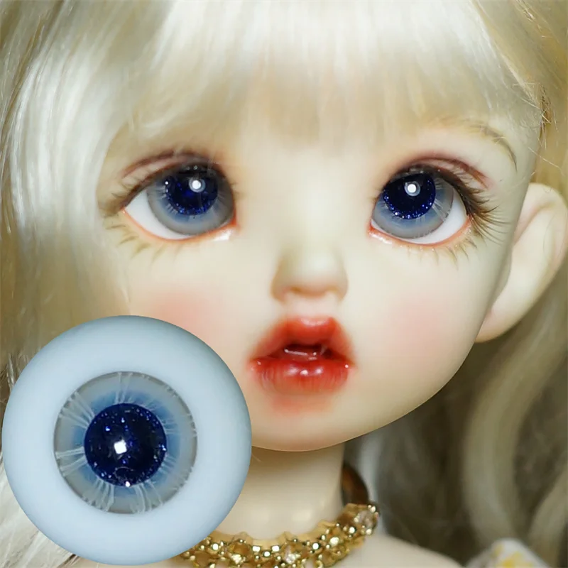 

BJD doll eyeballs suitable for 1/3 1/4 1/6 size small iris gray blue glitter pupil pattern glass eyeball doll accessories