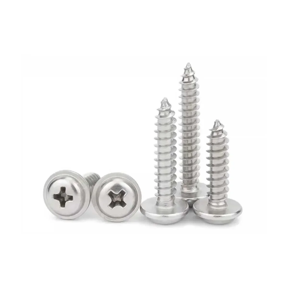 

304 Stainless Steel Cross Head Screw With Washer, Self Tapping Pan Head M1.4M2M2.6M3M4M5