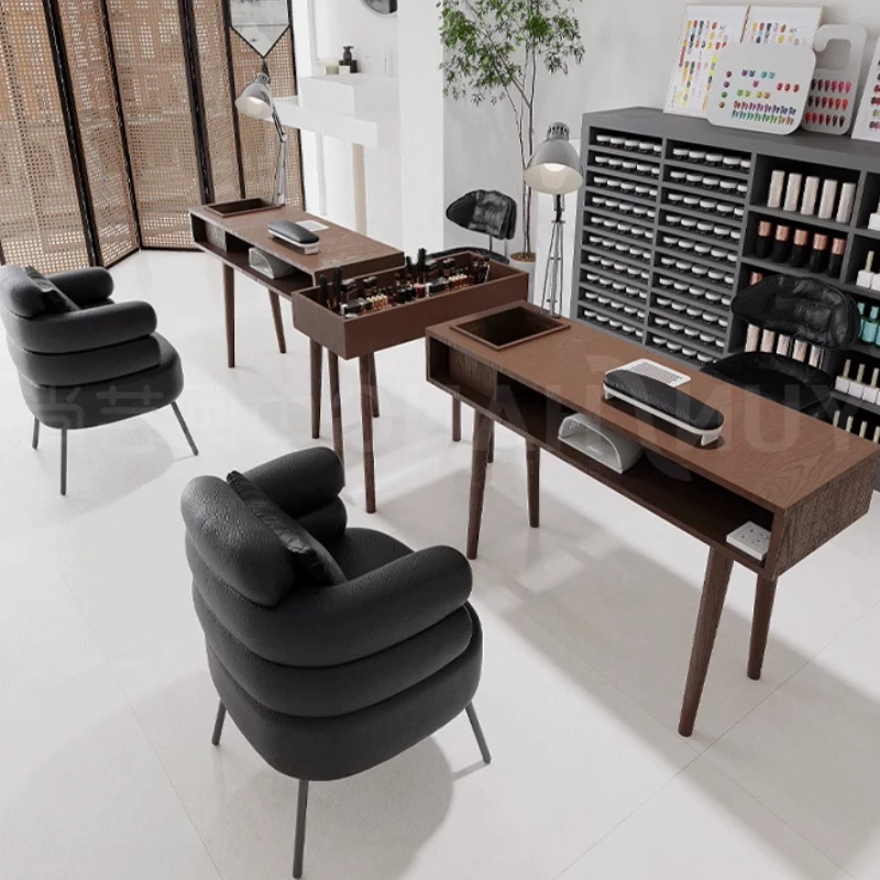 Chinesischer Massivholz-Nagelschreibtisch-Design, ästhetischer, hochwertiger Kunst-Organizer, leicht zu reinigender Maniküre-Tisch, Make-up-Nagel-Tisch-Möbel