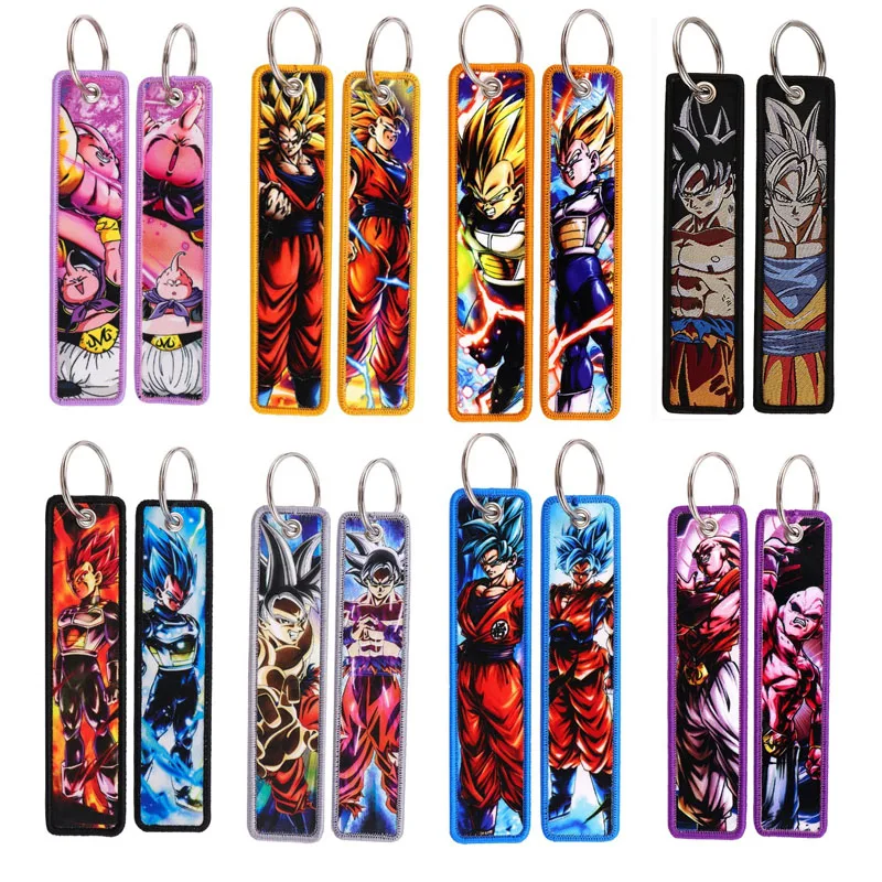 Anime Dragon Ball Embroidery Keychain Hanging Rope Wukong Beijita Cartoon Pendant Weaving Fabric Pendant Toy Student Gift
