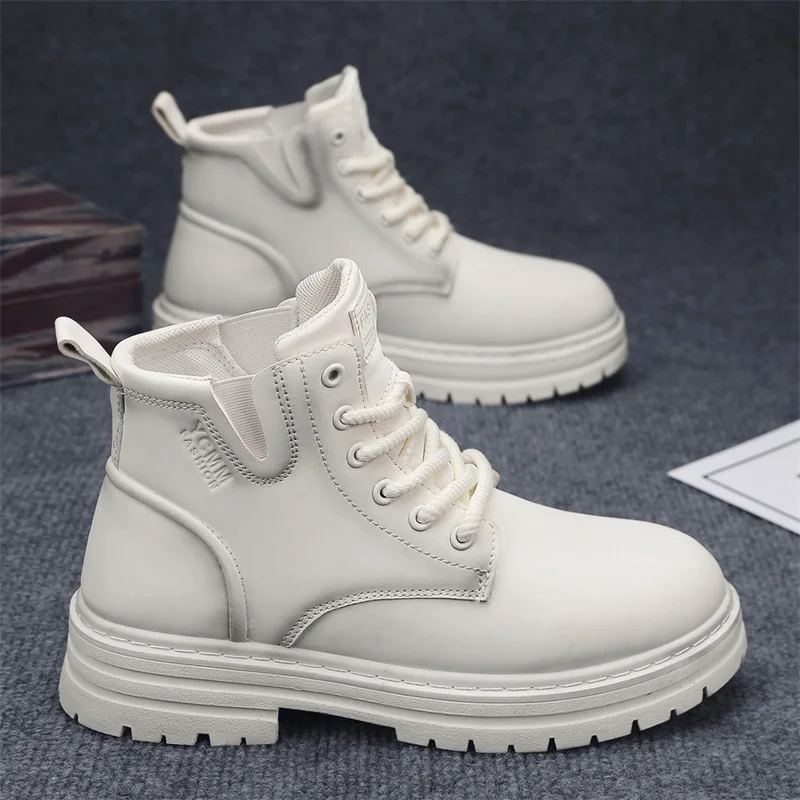 Новые мужские четырехсезонные универсальные высокие ботинки, повседневные ботинки, повседневные модные удобные уличные рабочие ботинки на толстой подошве