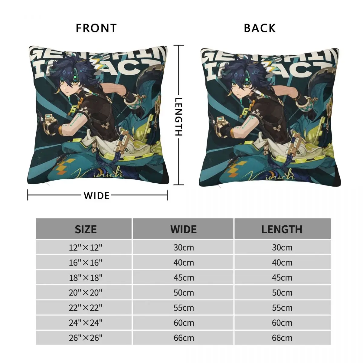 Kinich Sunblast Genshin Impact Square Pillowcase Pillow Cover Polyester Cushion Decor Comfort Throw Pillow for Home Car