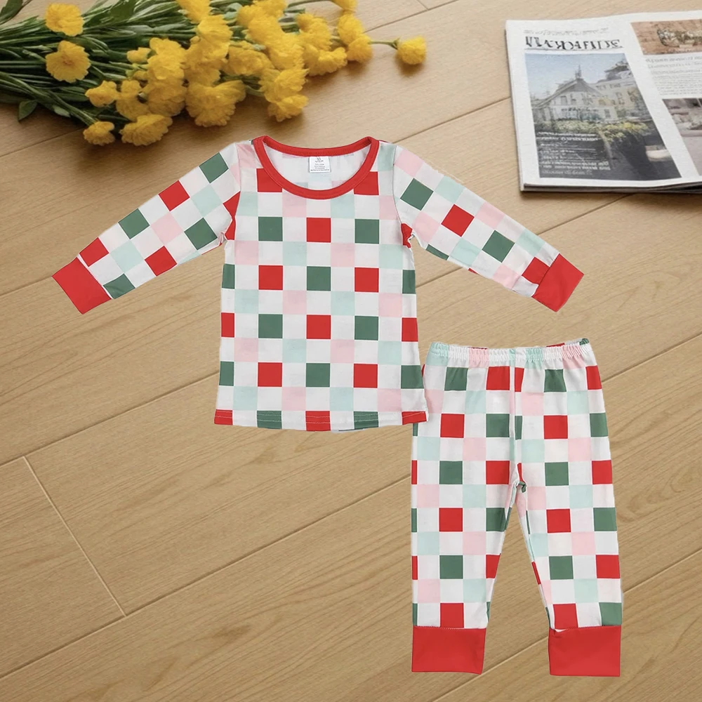 9.19 Kids Winter Clothes For Boys Kids Children Christmas Checkered Top Pants Pajamas Clothes Sets