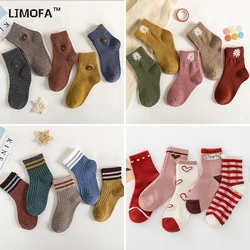 LJMOFA 5 Pairs/Lots 1-12T Kid Cotton Sock for Boy Four Season Breathable Mid-Calf Sock Trendy Print Comfortable Girl Socks C127