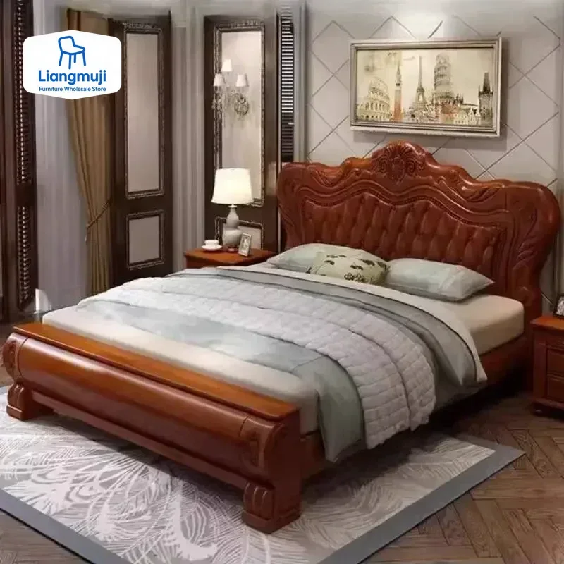 

Элегантная скандинавская двуспальная кровать на платформе, довольно уникальная деревянная кровать для спальни с двуспальным каркасом, роскошная современная мебель размера Camas Queen Size для дома