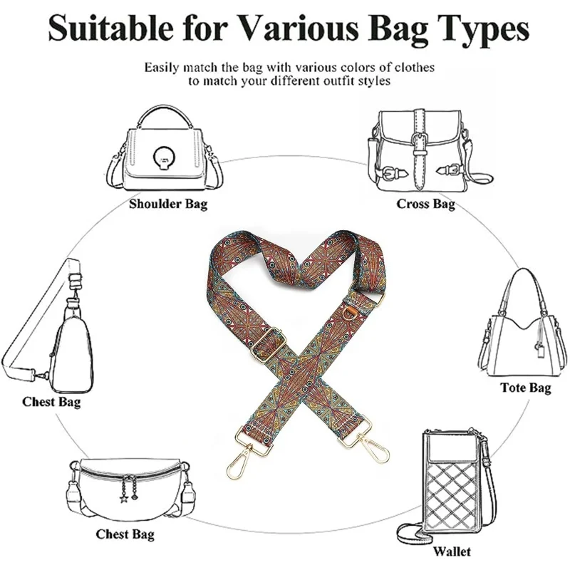 National Wind Handbags Chain Interchangeable Adjustable Nylon Decorative Chain Colored Bags Belts Fashion Shoulder Bags Straps