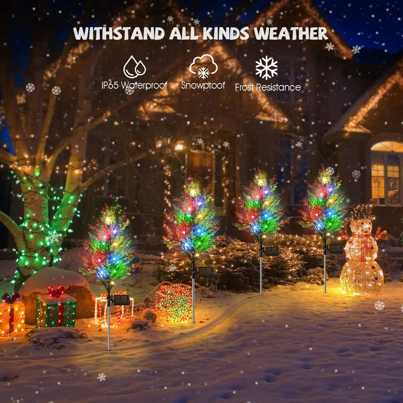 Solar LED Lights Christmas Tree Pine Tree Lights IP65 Waterproof Outdoor Patio Lamp Christmas Door Line Free Decorative Lamp