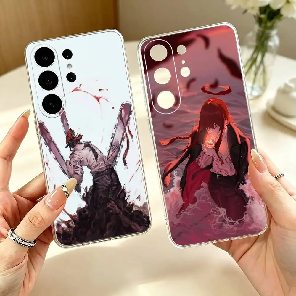 Anime C-Chainsaw Man  Transparent Phone Case For Samsung S25 S24 S23 S22 S21 S20 Ultra Plus FE Lite Note