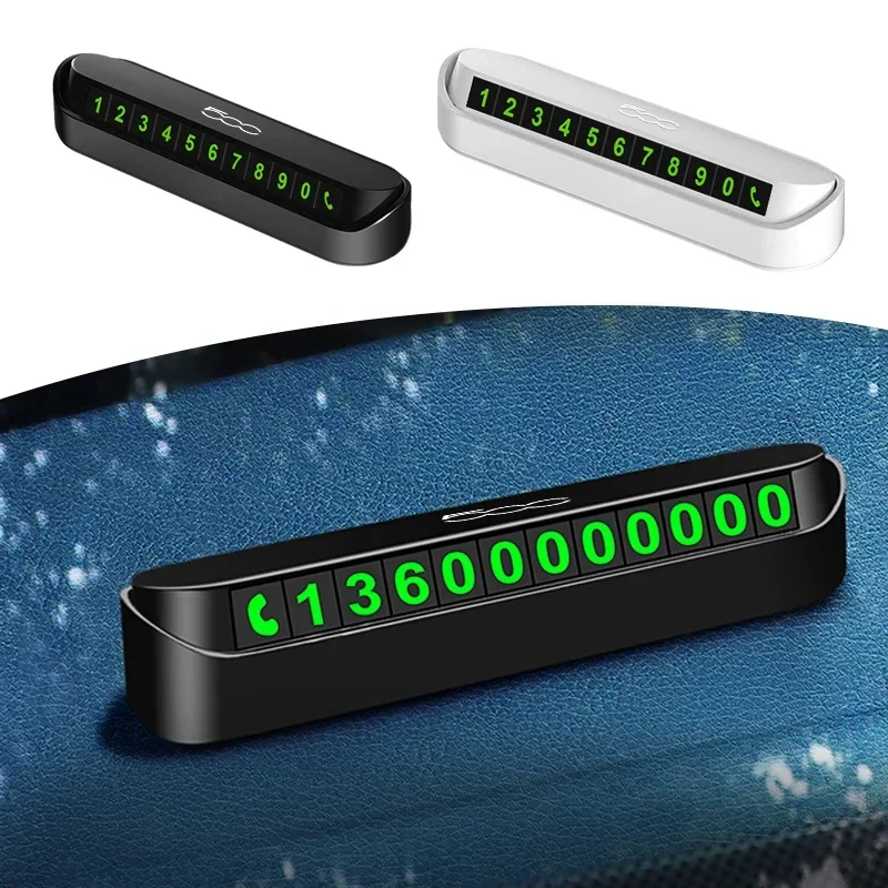 Car Emblem Parking Card Luminous Auto Phone Number Card Plate For 500 500C 500e 500L 500X 595 695 PUNTO Auto Accessories