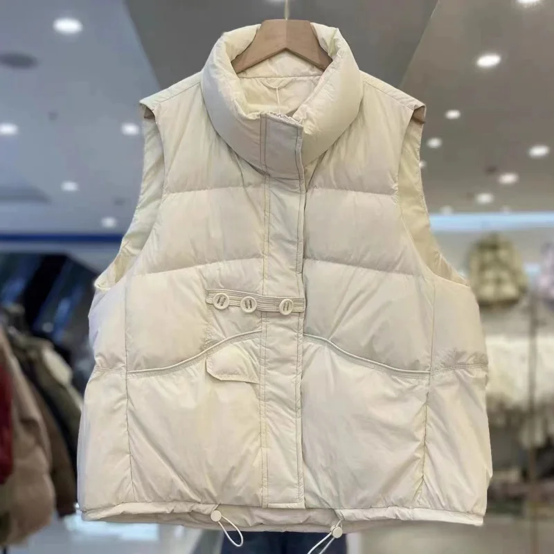 Duck Down Vest for Women, Harajuku Loose Jacket Casual Outerwear Short Waistcoat Windproof Vest, Warm Coat Y2K Autumn and Winter