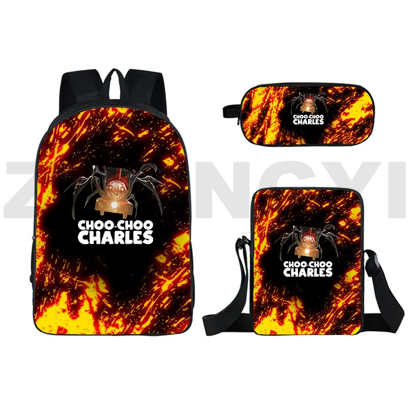 

Модный холщовый рюкзак Choo-Choo Charles 3D для женщин, уличный дорожный повседневный рюкзак 3 в 1, рюкзак в стиле Харадзюку для руководителей, мужской рюкзак для книг