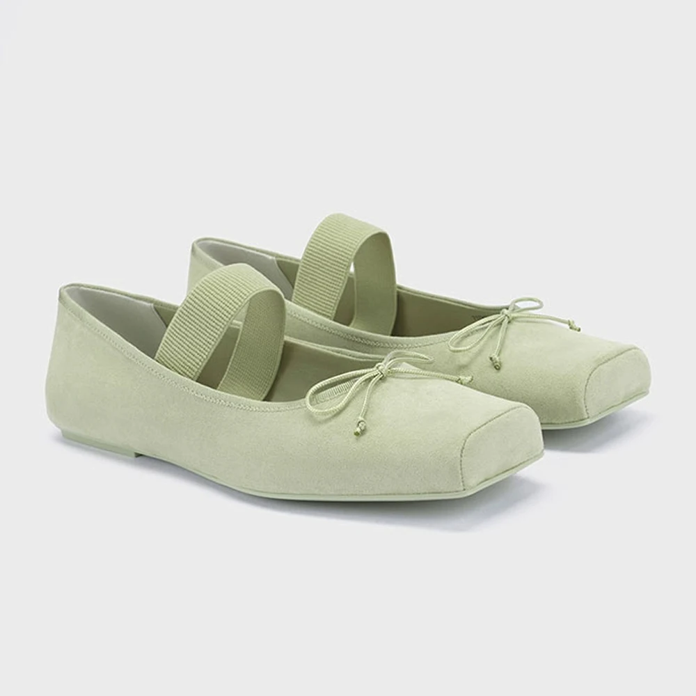 

FWRD Women's Suede Square-Toe Bow-Decor Flat Ballet Shoes, Comfortable for Daily Wear & Casual Outfits #FWRD000293
