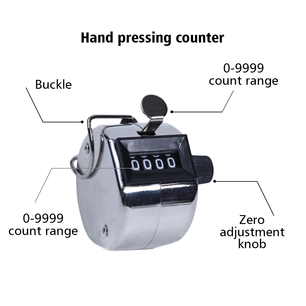 Clicker 4 Digit Number Counters Plastic Shell Hand Finger Display Manual Counting Tally Clicker Timer Soccer Golf Counter