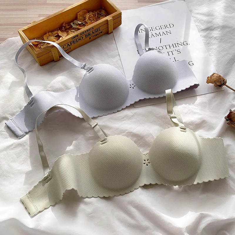Women's No Steel Ring Bra Palm Cup A Cup Seamless Underwear Bra Student Breathable Push Up Bra Ultra Small Cup
