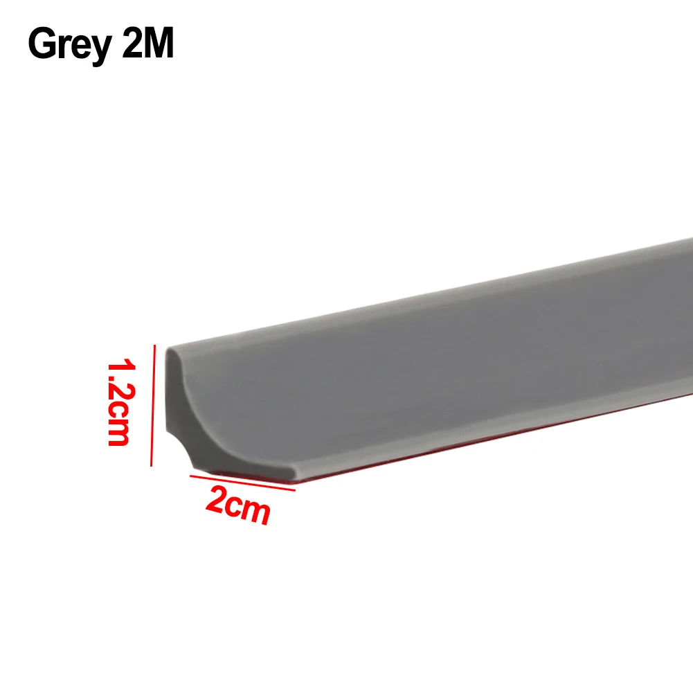 Bathroom Retention Water Barrier Strip Flexible Design Silicone Material Grey/Black/White 100cm/200cm/300cm/400cm