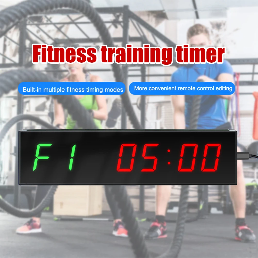 

LED Digital Countdown Type-C Plug-in Down/Up Clock Stopwatch Wall Mounted Aluminum Alloy with Adhesive Hook for Exercise Fitness