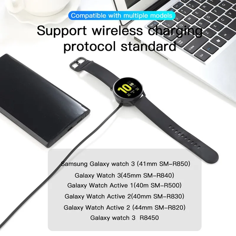 Chargeur rapide magnétique USB pour Samsung Galaxy Watch 3, adaptateur de câble de charge noir, base de charge rapide, berceau, 41mm, 45mm, S6