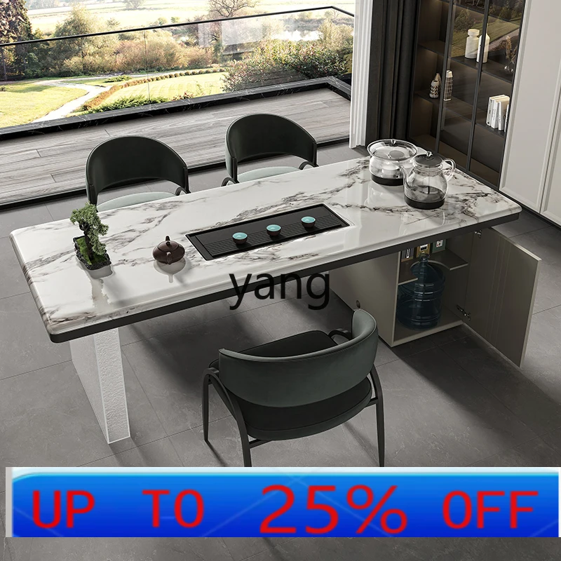 

Lmm light luxury rock slab tea table and chair combination office high-end household tea table