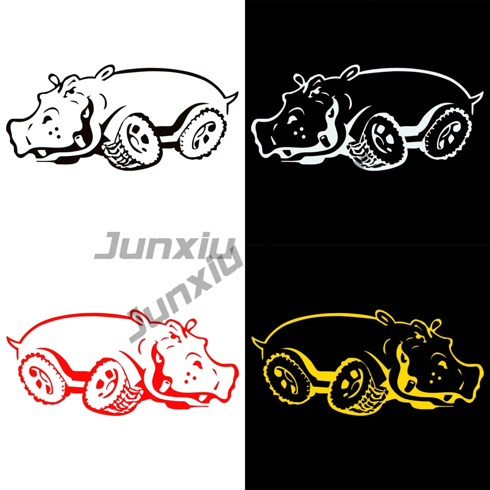 

Hippo on Wheels Die-cut Vinyl Decal Car Sticker Waterproof Auto Decors on Car Body Bumper Rear Window