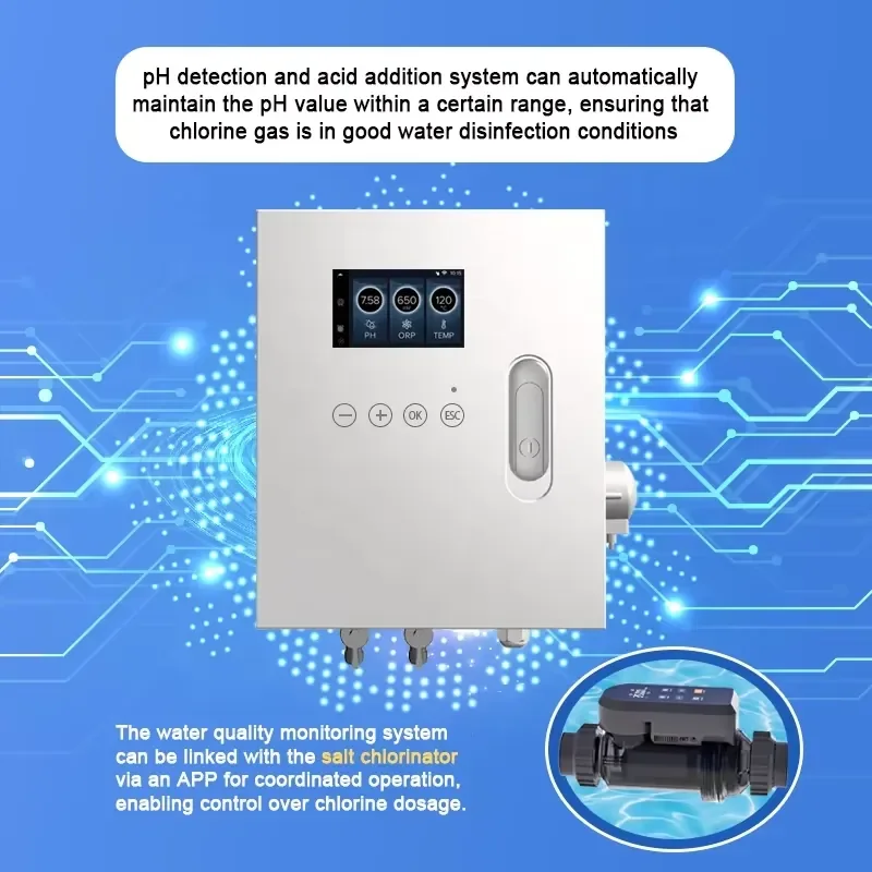 

Factory OEM ODM WiFi APP Automatic PH/ORP/Temperature Control System OTA Online Upgrade Smart Pool Water Quality Tester