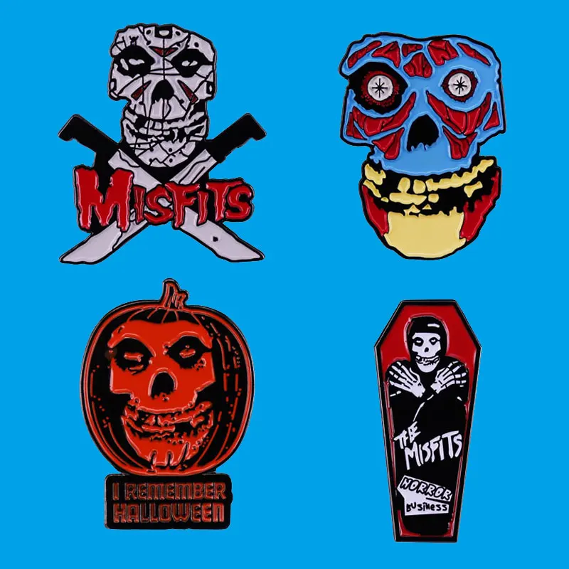 High Quality Punk Band Misfits Badge Skull Ghost Coffin Enamel Pin Gothic Horror Mummy Brooch Fan Collectible Medal Gift