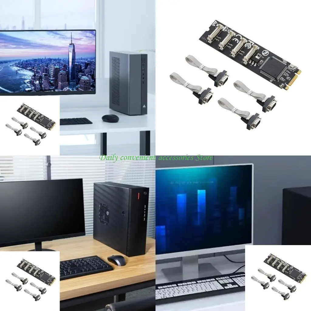 

97QB Плата портов M.2–4 RS232 B+M Последовательный порт RS232 Промышленный 4 порта RS232 Последовательный порт M.2 B+M