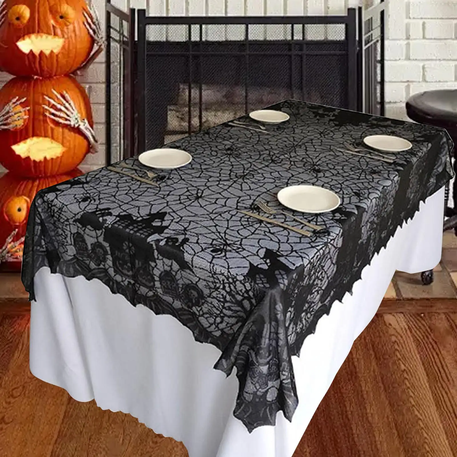 Halloween Table Cloth Lace Centerpiece Spider Web Halloween Table Decoration for Festival Bedroom Party Scary Movie Night Shop