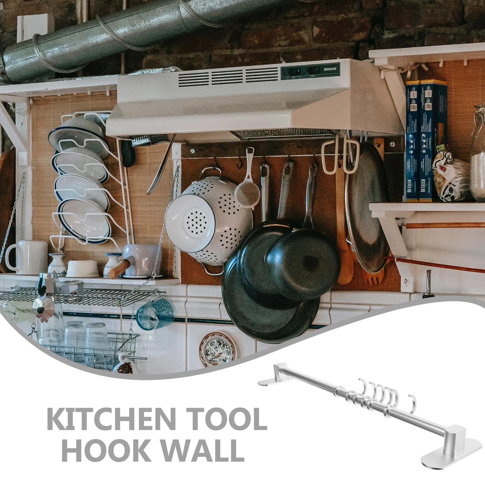 Stable Space Aluminum Wall Hook Multipurpose Storage Hanger Kitchen Utensil Organizer Heavy Duty Wall Hanging Hook for Kitchen