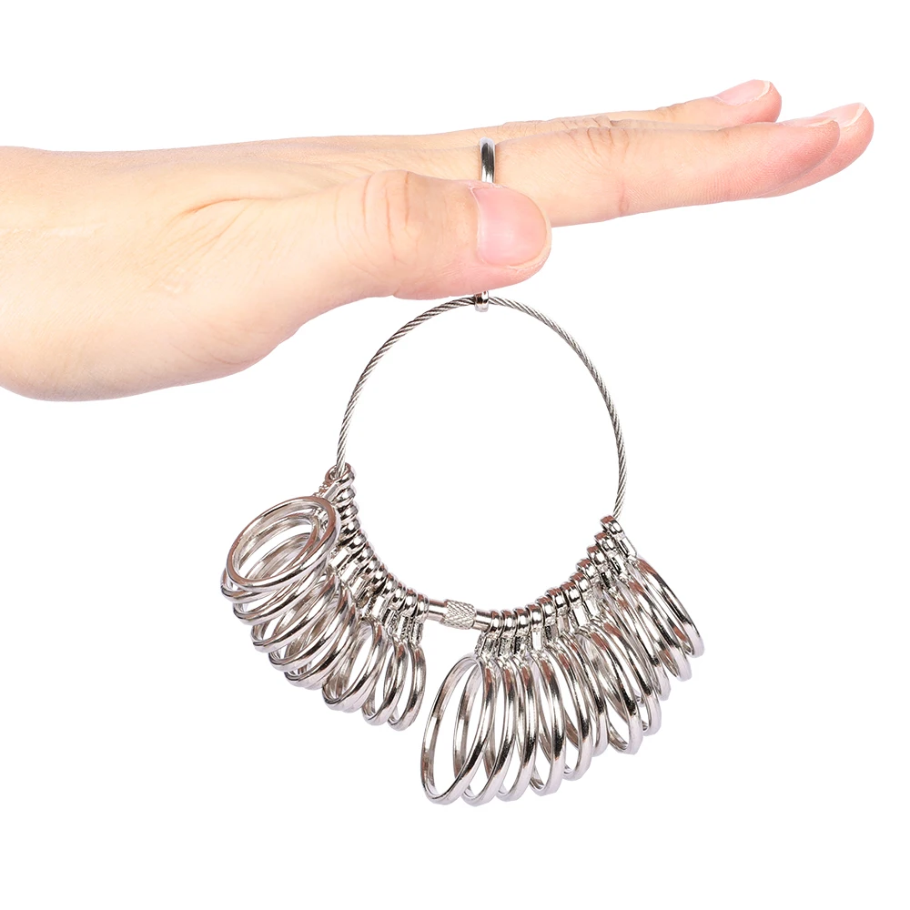 PHYHOO Russian Metal Ring Sizer Set Measuring Ring with Rings Mandrel Sizer Finger Sizing Measuring Stick Ring Jewelry Tools Set — zdjęcie 4