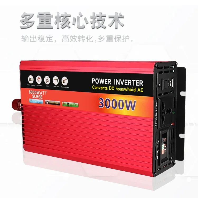 

FCC CE RoHS certificated 12V to 220V solar Power Inverter 3000W DC to AC intelligent Power Inverter with digital display