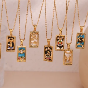 E.B. Belle-Aço Inoxidável O-Chain Colar, Tarot Star Moon Sun Lovers Pingente, Design original, Novo em Jóias, 1 Peça 10 principais vendas diabolik lovers colar - №3