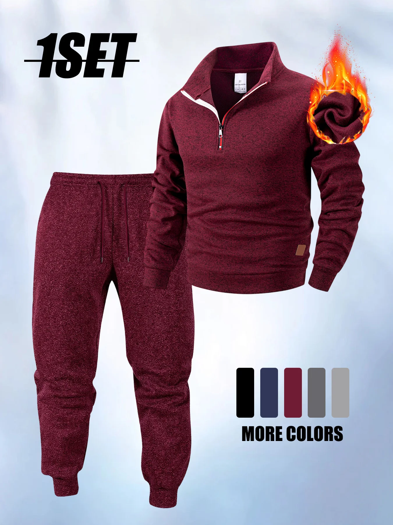 

Autumn Men's Pullover + Pants 2-piece Set Pullover Half-zip Stand Collar Sweatshirts Sweatpants Casual Jogging Men's Tracksuit