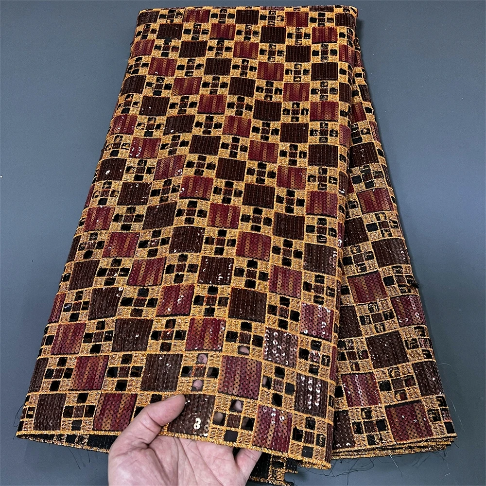 

High Quality 2025 African Nigerian Tulle Lace Fabric Embroidery Guipure Party OrganzaGown Dress Brocade Jacquard 5Yard PS0018