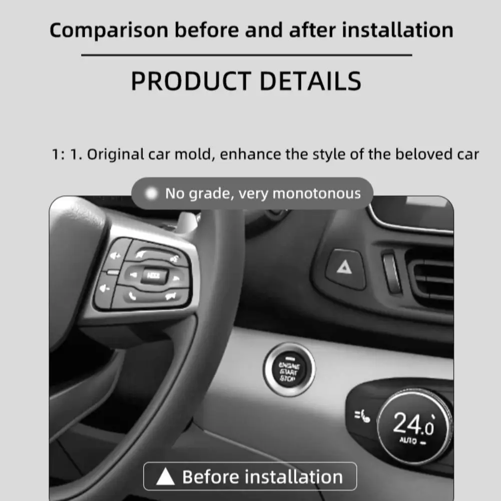 1PC Car One-Touch Start Button with Push-to-Start Rocker Lever Aluminum Alloy Start Button Cover Car Accessories Interior Decor view 4