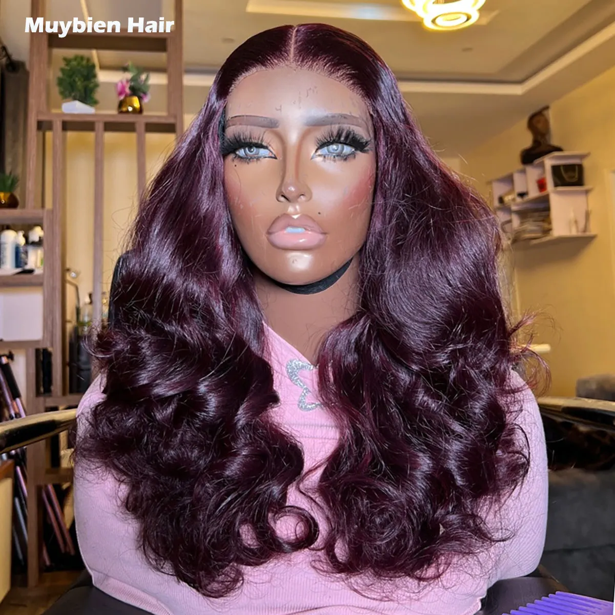 

Wear And Go 450 Density Glueless Wig Human Hair 99j Burgundy Loose Body Wave Wig for Woman 13x6 13x4 Lace Front Bouncy Curly Wig