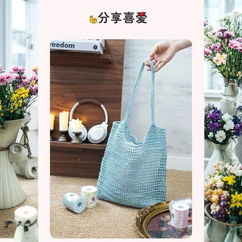 Luxuriöser Silberfaden 1mm Funkelnd DIY Handgemachte Handtasche Häkeltasche Webfaden Zarter Silberfaden Handgefertigtes Kunsthandwerk – Detail 18